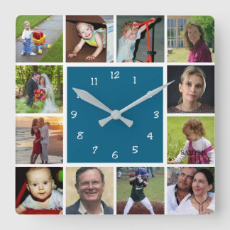 Horloge Carrée Wall Clock with 12 personal photos