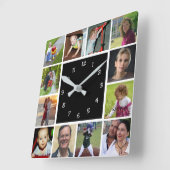 Horloge Carrée Wall Clock with 12 personal photos (Angle)