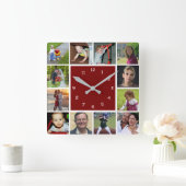 Horloge Carrée Wall Clock with 12 personal photos (Maison)