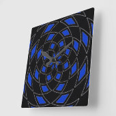 Horloge Carrée Wall Clock with black blue abstract design (Angle)