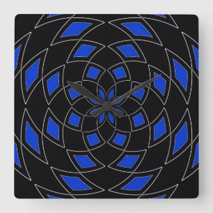Horloge Carrée Wall Clock with black blue abstract design