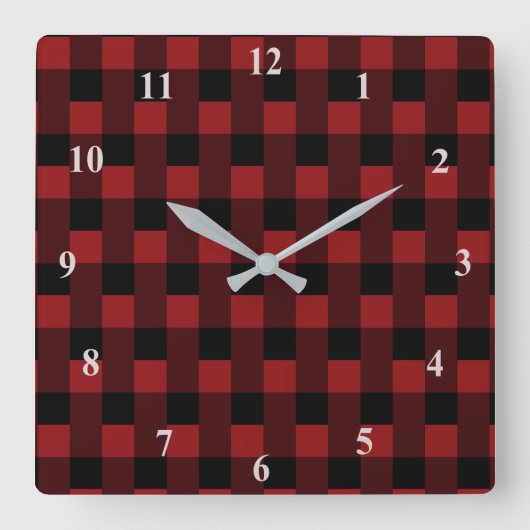 Horloge Carrée Wall Clock with Black Red (Recto)