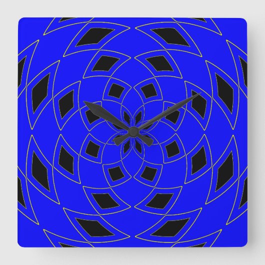 Horloge Carrée Wall Clock with blue Black Abstract (Recto)