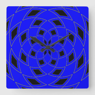 Horloge Carrée Wall Clock with blue Black Abstract