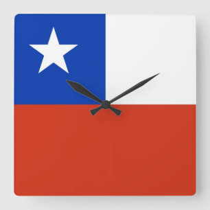Horloge Carrée Wall Clock with Flag of Chili