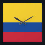 Horloge Carrée Wall Clock with Flag of Colombia<br><div class="desc">Awesome patriotic wall clock with Flag of Colombia. This product its customizable.</div>