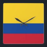 Horloge Carrée Wall Clock with Flag of Colombia<br><div class="desc">Awesome patriotic wall clock with Flag of Colombia. This product its customizable.</div>
