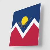 Horloge Carrée Wall Clock with Flag of Denver, Colorado (Angle)
