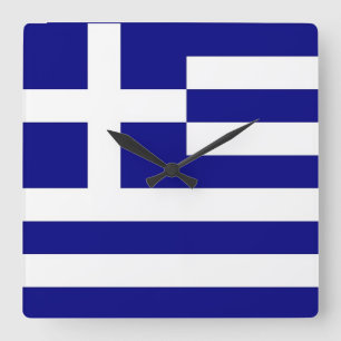 Horloge Carrée Wall Clock with Flag of Greece