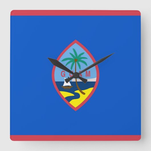 Horloge Carrée Wall Clock with Flag of Guam, USA (Recto)