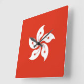 Horloge Carrée Wall Clock with Flag of Hong Kong, Chine (Angle)