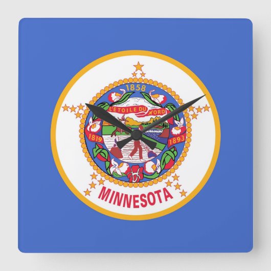 Horloge Carrée Wall Clock with Flag of Minnesota, USA (Recto)