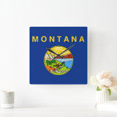 Horloge Carrée Wall Clock with Flag of Montana, USA (Maison)