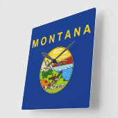 Horloge Carrée Wall Clock with Flag of Montana, USA (Angle)