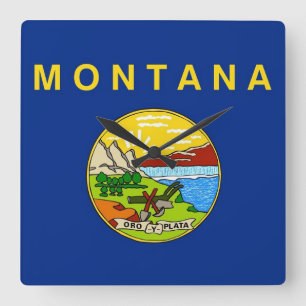 Horloge Carrée Wall Clock with Flag of Montana, USA