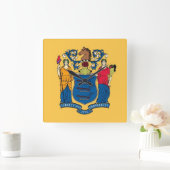 Horloge Carrée Wall Clock with Flag of New Jersey, USA (Maison)