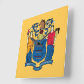 Horloge Carrée Wall Clock with Flag of New Jersey, USA (Angle)