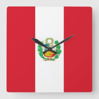 Wall Clock with Flag of Pérou