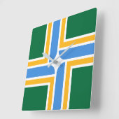 Horloge Carrée Wall Clock with Flag of Portland, USA (Angle)