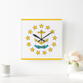 Horloge Carrée Wall Clock with Flag of Rhode Island, USA (Maison)