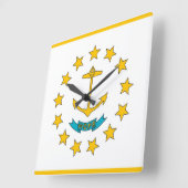 Horloge Carrée Wall Clock with Flag of Rhode Island, USA (Angle)