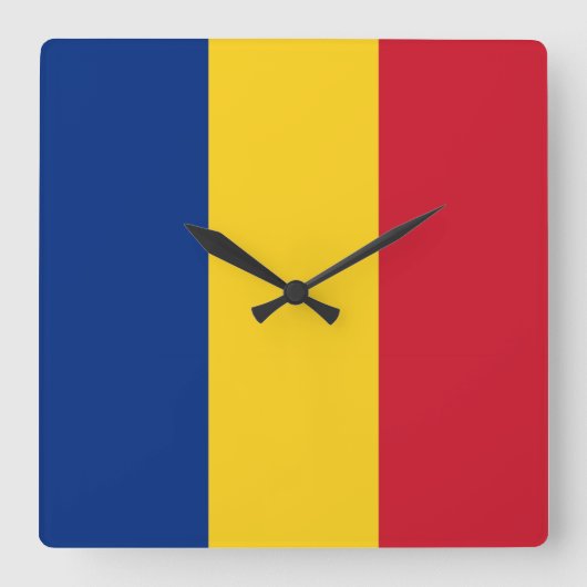 Horloge Carrée Wall Clock with Flag of Romania (Recto)