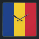 Horloge Carrée Wall Clock with Flag of Romania<br><div class="desc">Awesome patriotic wall clock with Flag of Romania. This product its customizable.</div>
