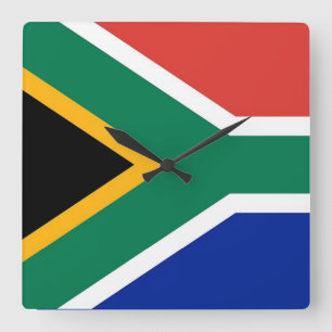 Horloge Carrée Wall Clock with Flag of South Africa