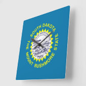 Horloge Carrée Wall Clock with Flag of South Dakota, USA (Angle)