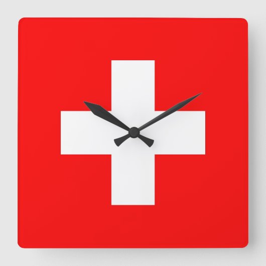 Horloge Carrée Wall Clock with Flag of Switzerland (Recto)