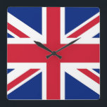 Horloge Carrée Wall Clock with Flag of United Kingdom<br><div class="desc">Awesome patriotic wall clock with Flag of United Kingdom. Le produit est un produit qui peut être obtenu.</div>
