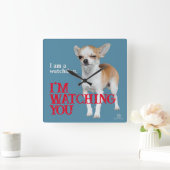 Horloge Carrée Watchdog Chihuahua - Personnalisable (Maison)