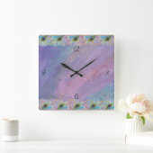 Horloge Carrée Water-coclor Peacock Glory (Maison)