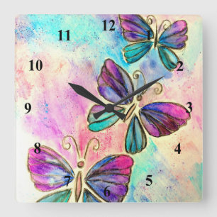 Horloge Carrée Watercolor