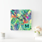 Horloge Carrée Watercolor | Add Your Initial (Maison)