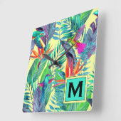 Horloge Carrée Watercolor | Add Your Initial (Angle)