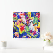 Horloge Carrée Watercolor Parrots (Maison)