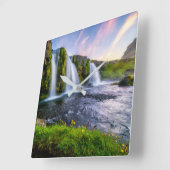 Horloge Carrée Waterfalls | Kirkjufellsfoss, Iceland (Angle)