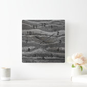Horloge Carrée Waves of Gray Marble Black Numbers (Maison)
