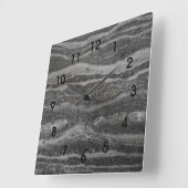 Horloge Carrée Waves of Gray Marble Black Numbers (Angle)