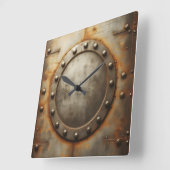 Horloge Carrée weathered steel, metal look  (Angle)