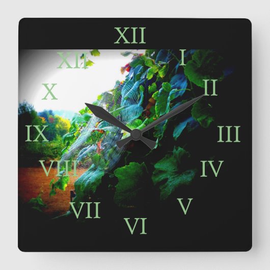 Horloge Carrée Web de raisin (Recto)