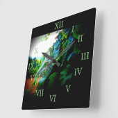 Horloge Carrée Web de raisin (Angle)