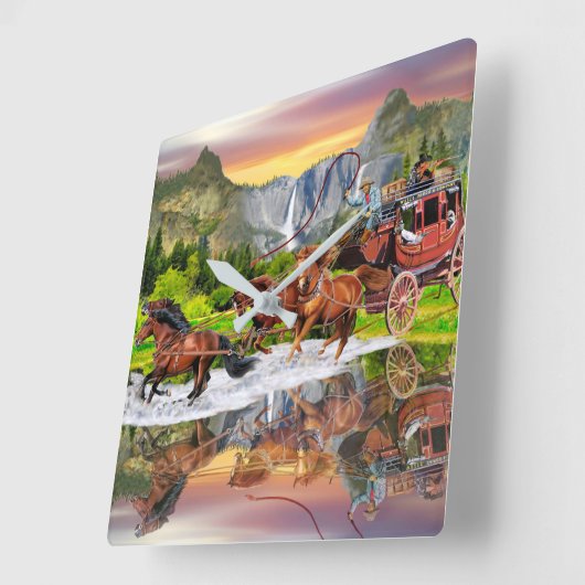 HORLOGE CARRÉE WELLES FARGO STAGECOACH (Angle)