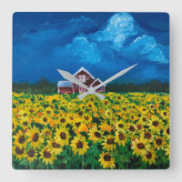 western country red barn summer sunflower field