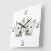 Horloge Carrée Westie Dogs Galore ! Wall Clock (Angle)