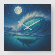 Whale Beneath Moonlit Wave - Pastel Painting Style