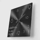 Horloge Carrée Whatever, I'm late anyway ! Noir et blanc moderne (Angle)