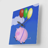 Horloge Carrée When Pigs Fly Cute (Angle)