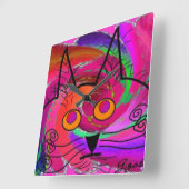 Horloge Carrée Whimsical cat art clock (Angle)